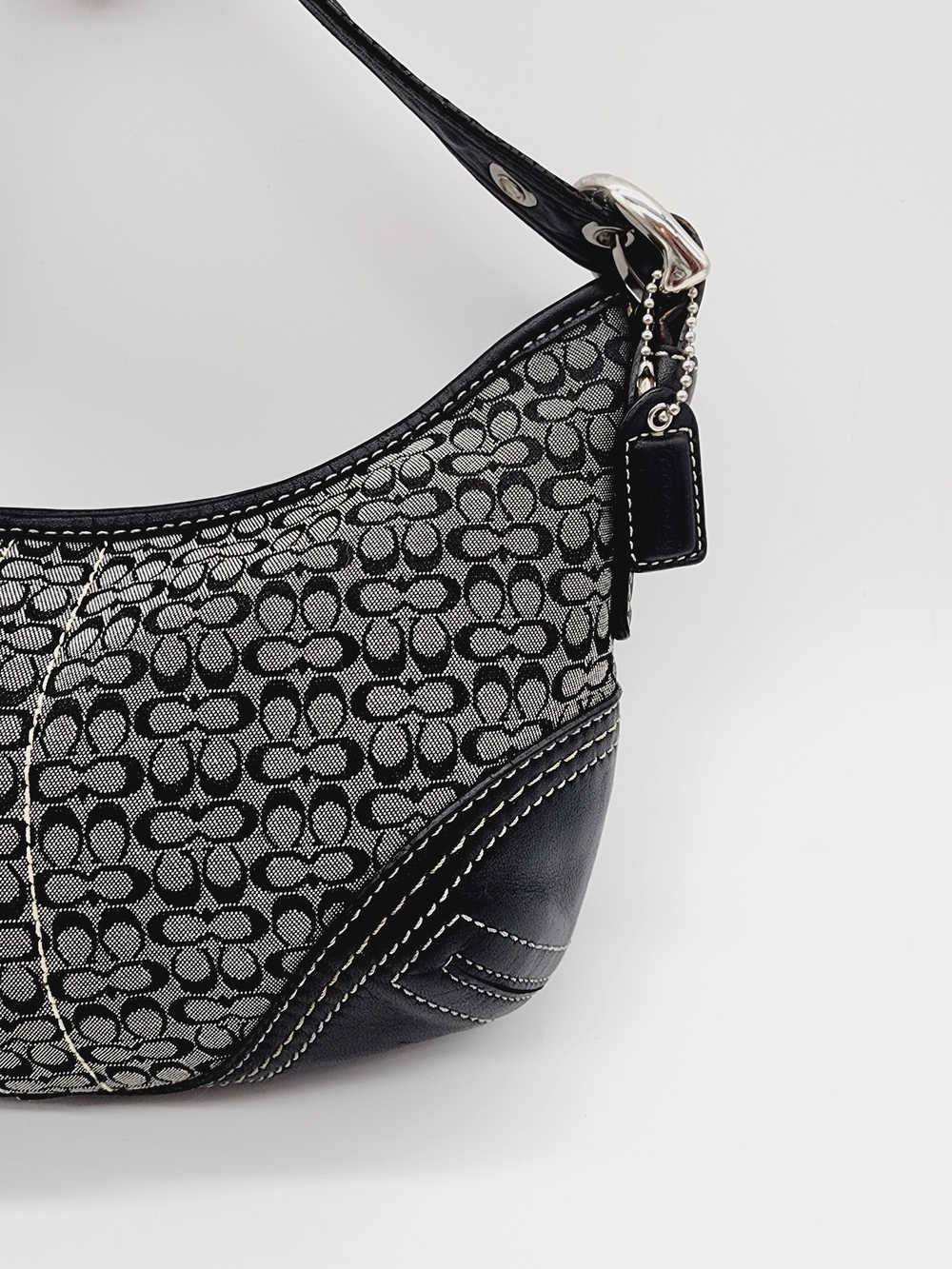 Coach 2154 Vintage Mini Hobo Signature Monogram Grey Black - Picture 3 of 16